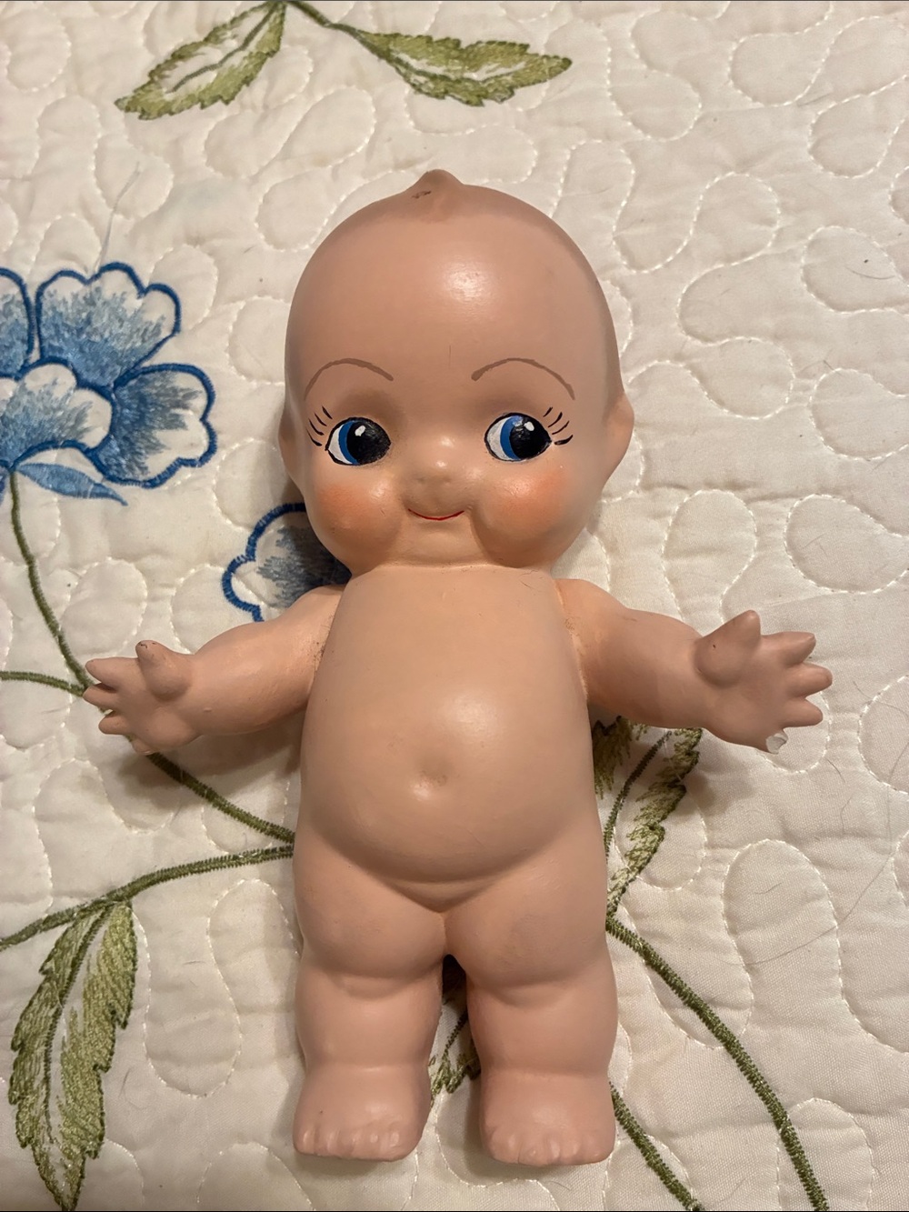Classic Vintage Large Nude Baby Figurine- Blue Eyed Kewpie Doll